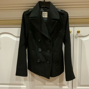Old Navy black wool blend pea coat size Small